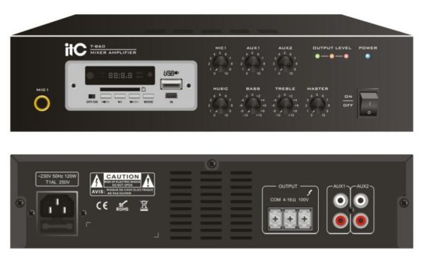 ITC 240W, 4~16Ω/100V, amplifier built-in Bluetooth&MP3&Tuner function