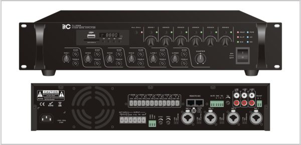 ITC 240W 6 zone mixer amplifer with MP3, 4 mic inputs